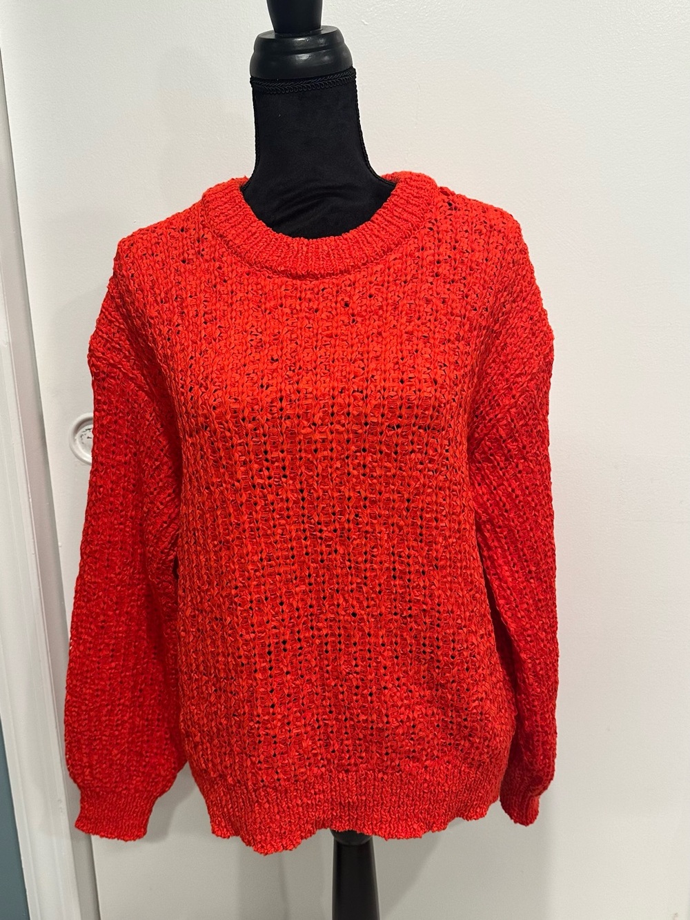a new day Bright Red Chunky Crewneck Sweater